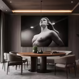 a painting of a naked female on the wall