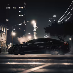 a dark car is driving on the road