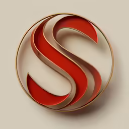 a 3d photo of a red letter s