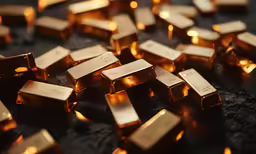 shiny gold pieces scattered across a black surface