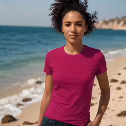 an image of a woman on the beach posing for a photo