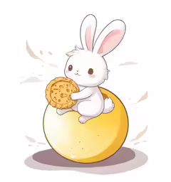 a cute little bunny sitting inside of a cookie
