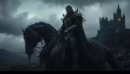 a man dressed up as the witch riding on a horse