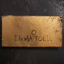 writing on a metal plate that says emmatol