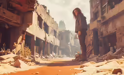 a person that is standing in the street