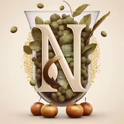 a type font made up of fruits and leaves
