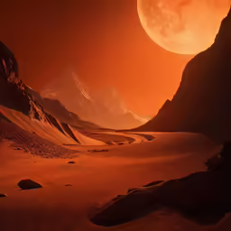 a large planet in outer planets, with red sky