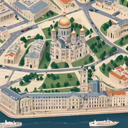 a map shows an aerial view of a town,