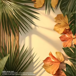 orange and yellow leaves against white backdrop
