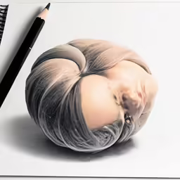a pencil drawing of a sleeping ball of yarn