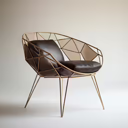 a brown chair with a black cushion on it