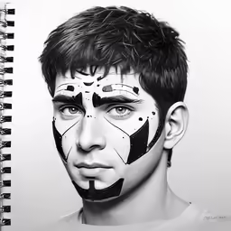 a man with his face painted black and white