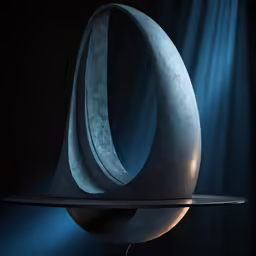 a sculpture is shown in the dark on a stand