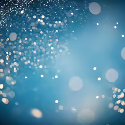 some shiny, white bubbles are in the blue sky