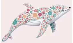 a blue dolphin with colorful flowers on it