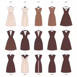 a group of dresses that are made up of different shapes and fabrics,the different dress patterns on this page