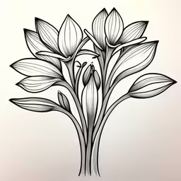 a black and white drawing of flowers,drawing of a bunch of flowers with black pencils