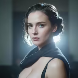 a woman in black dress posing for a picture