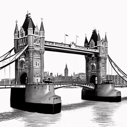 a drawing of the tower bridge over the water