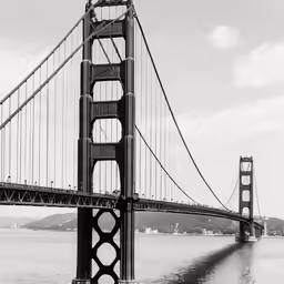 the golden gate bridge is pictured on a bright day