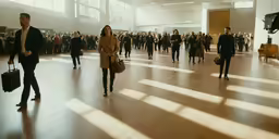 people are walking and looking at their luggage