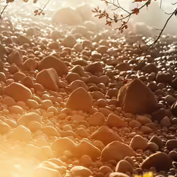 there are some rocks along the shore by the water
