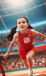 the girl is running on a track while people watch