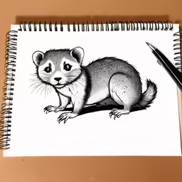 a drawing of a badger on a white paper