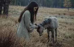 a girl feeds a pony from her hand