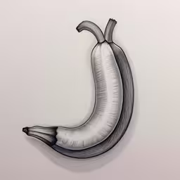 drawing of two bananas with different angles,a drawing of bananas on a white background,drawing of a banana on paper with graphite,an image of a drawing of a banana,this drawing depicts a banana with long white tails