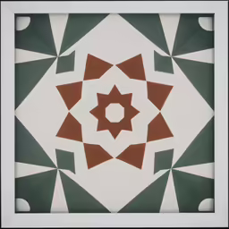 a geometrically designed tile pattern with square shapes