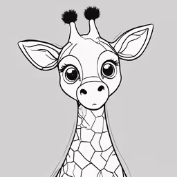 giraffe with big eyes and an expression drawn on the side,a giraffe is looking at the camera