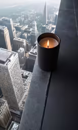 a candle is sitting on top of a building