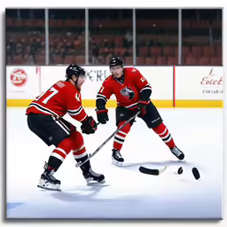 two players playing in an ice hockey game