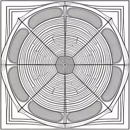 a square, square with an intricate design in the center,an illustration of a spiral wheel on a square