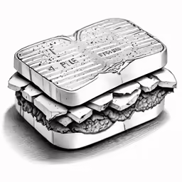 a drawing of a sandwich with pieces of bread stacked on top