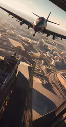a plane flying through the sky in the clouds