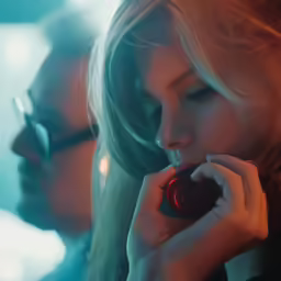 a woman wearing glasses is smoking a cigarette