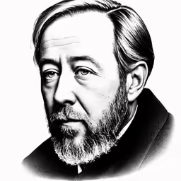 a black and white photo of a man with a beard