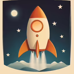 the rocket is flying through the sky