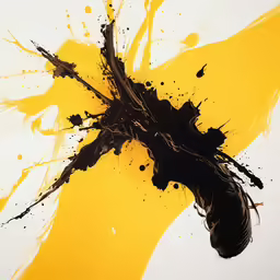 an artistic painting with orange and black colors