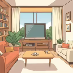 a living room with couches and a television