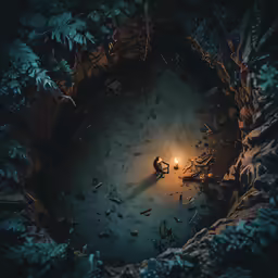 there is a light in the middle of the tree