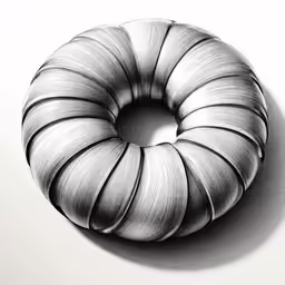 a black and white photograph of a doughnut