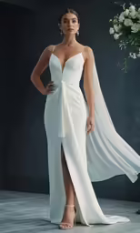 woman in white bride dress and veil posing