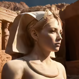 a statue of a woman wearing head scarfs and a dress