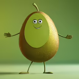 an animated cartoon orange with eyes and legs