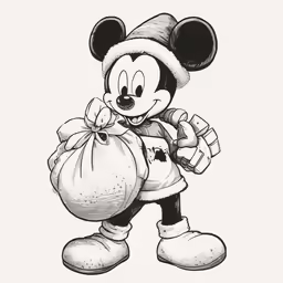an old photo of minnie mouse with a bag