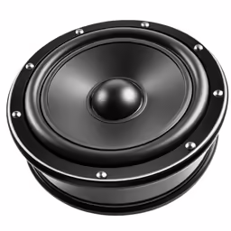 a black speaker sitting on top of a white surface