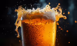 a full glass of beer is in the spotlight